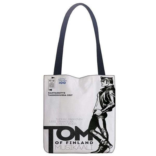Bolsos de noche personalizados Tom de Finlandia pintura impresión bolso de hombro lienzo totalizador compras viaje libro bolso logoevening