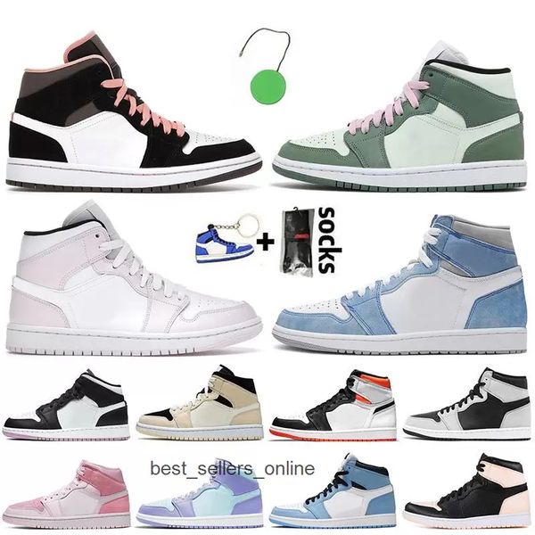 

2023 high shoes new jumpman 1 1s og high basketball shoes pine green black court purple royal bred toe nc obsidian u