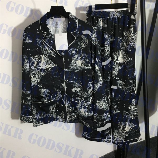 

fashion black sleepwear for women letter logo womens pajamas set home cloth designer ladies nightshirt two piece, Blue;gray