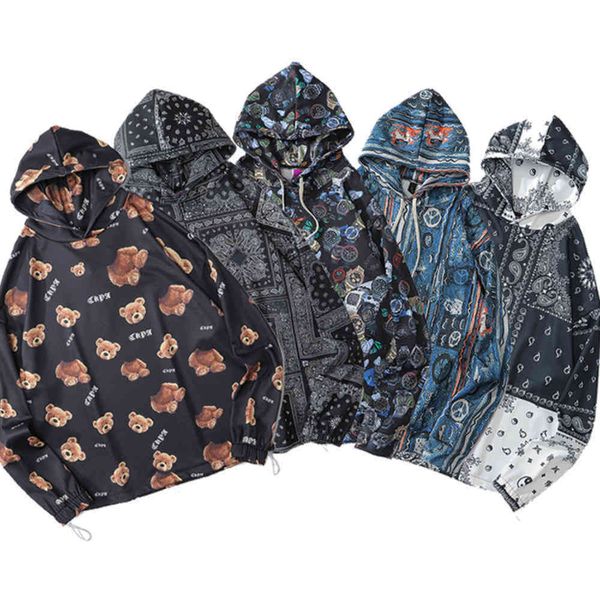 

custom loose couple hoodie bandana printed men's hoodiesa5+, Black