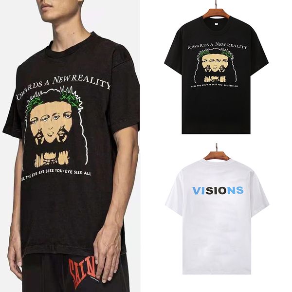 

foam printing t shirts high street men couple summer cotton short-sleeved t-shirt, White;black