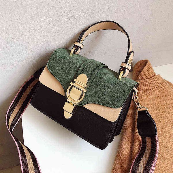 

women's bag 2022 new versatile shoulder bag color contrast fashion broadband temperament portable messenger bag g220429