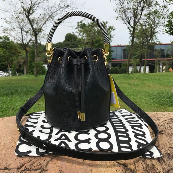 

leather the bucket bag lady famous designer vintage drawstring pull closure handbag textured rope handle shoulder bags full grain handle cro