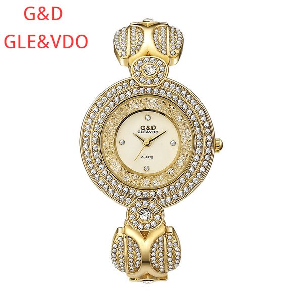 

fashion designersg & d gaishideng ip plating new 088 foreign trade watch diamond european and american womens watch non-mechanical watch, Slivery;brown