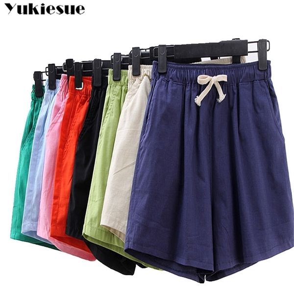 

summer womens shorts female high waist female short pants for women skirt shorts cotton linen woman plus size 210412, White;black