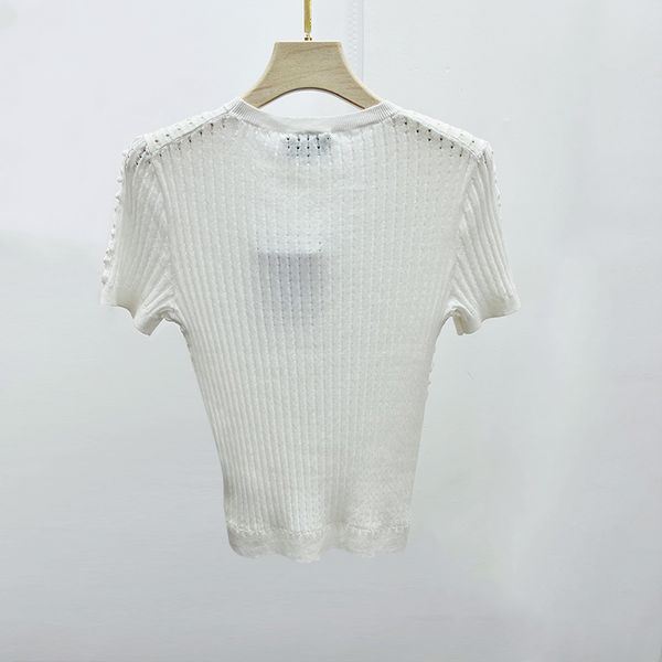 

41 2022 milan runway spring brand same style sweater short sleeve crew neck pink white black fashion clothes womens xue