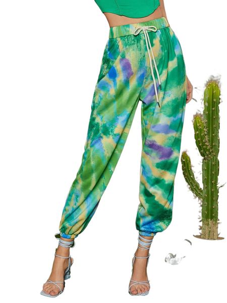 

tie dye drawstring pants q0g7#, Black;white