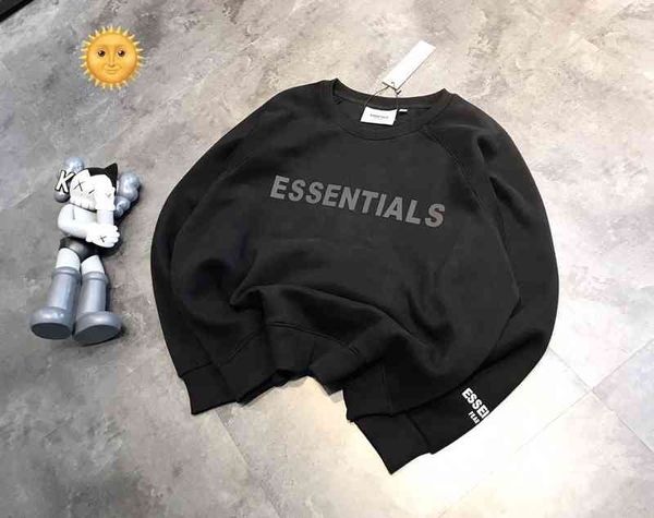 

2022e fashion brand men's and women's sweater factory direct sales ess plush double thread tide street sleeve round neck, Black