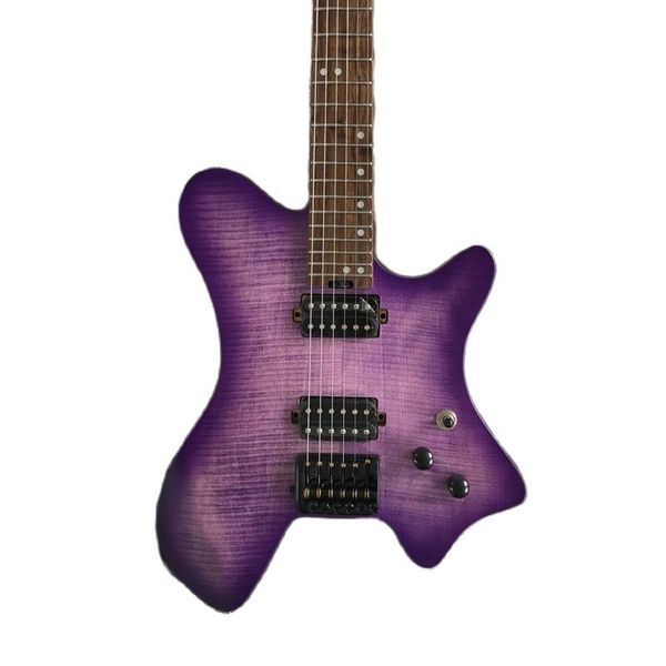 

headless electric guitar portable travel guitar tiger pattern veneer pewter xylophone charcoal roasted maple 5 spell piano neck stainless st