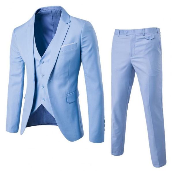 Ternos masculinos Blazers Pure Color Men Groom Blazer calças de peito único Botões de ajuste masculino