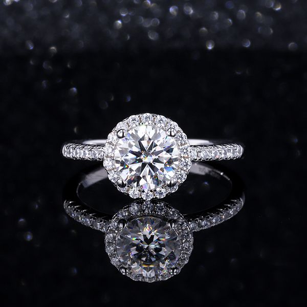 Moissanite Rings Solitaire Cluster 925 Стерлинговое серебро 1CT помолвка Moissanite Jewelry для женщин