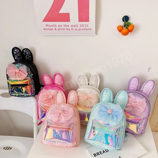 

cute kids mini backpack purse cartoon rabbit ear school bags for girls princess bow schoolbag baby backpacks