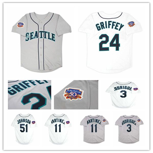 

Ken Griffey Jr 1997 Seattle Vintage Baseball Jersey Edgar Martinez Randy Johnson Julio Alex Rodriguez LOU PINIELLA NORM CHARLTON JAY BUHNER Ichiro MARINER 20th 4XL, Men nk fans version blue