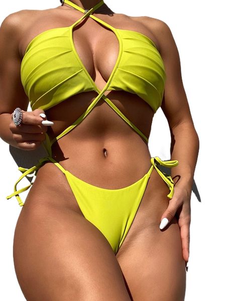 

plain criss cross bikini swimsuit g92s#, White;black