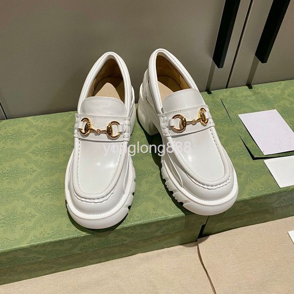 

dress shoes high end quality lefu shoes women's summer leather single horse rank buckle muffin british style small, Black