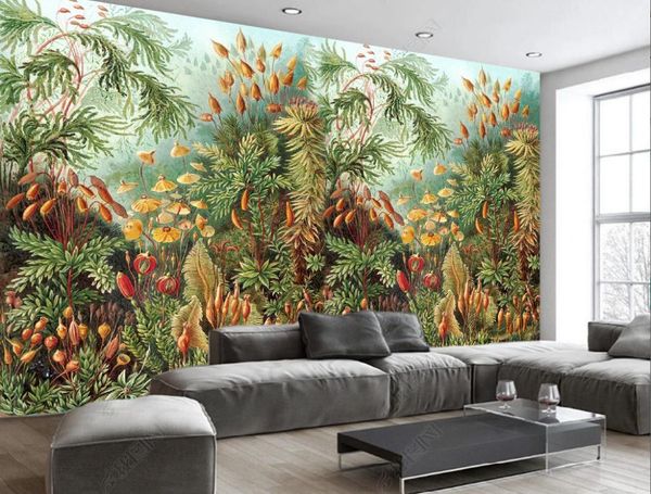 Decoração de casa Papéis de parede murais para paredes Bedroom Living Quarto Europeu Retro Tropical Sala de estar estereoscópica 3D Photo Wallpaper