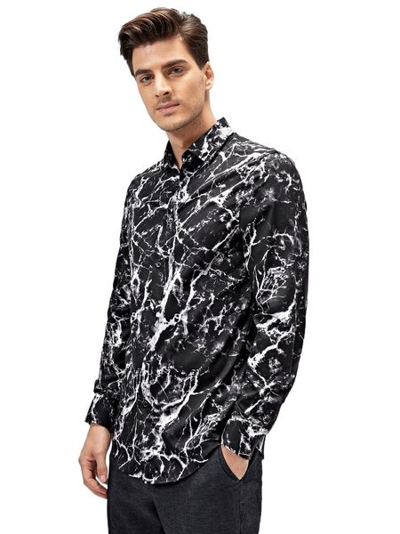 

men marble print shirt m7uz#, White;black