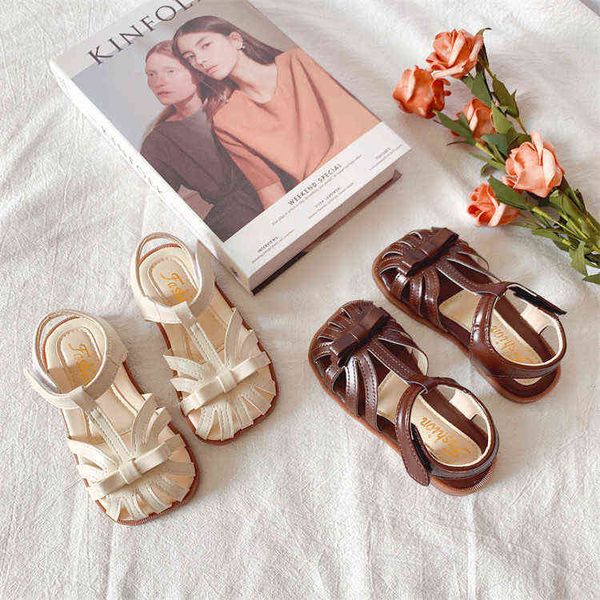 Baby Girl Roman Sandals Summer Shoes Princess Shoes Princess para meninas coreano Bottom arco de fundo macio Hollow Roman Shoes G220523