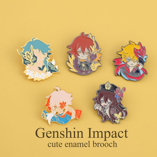 

genshin impact game lapel pins for backpacks anime pin badges women's brooch cute enamel clothing fashion jewelry accessories, Blue
