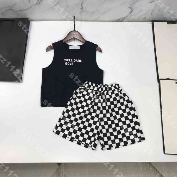 

summer kids clothes sets sports vest leisure tracksuit luxury bear wing tanks shorts 2 piece suit mo..os brand logo designer boy set childre, White