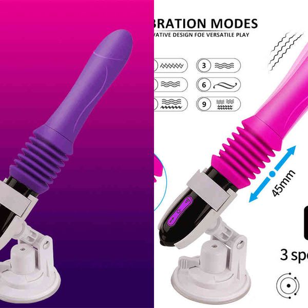 NXY DILDOS DONGS Controle remoto sem fio Vibrador de impulso automático Vibrador de sucção forte Vibradores telescópicos Brinquedos sexuais para mulheres 220511