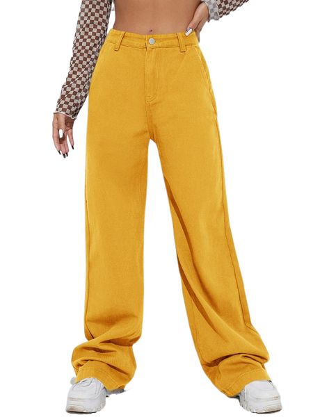 

zipper fly solid boyfriend jeans v5jg#, Blue