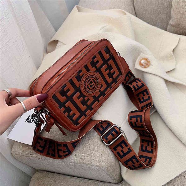 

bag fashion wide shoulder strap small square tide single shoulder bag