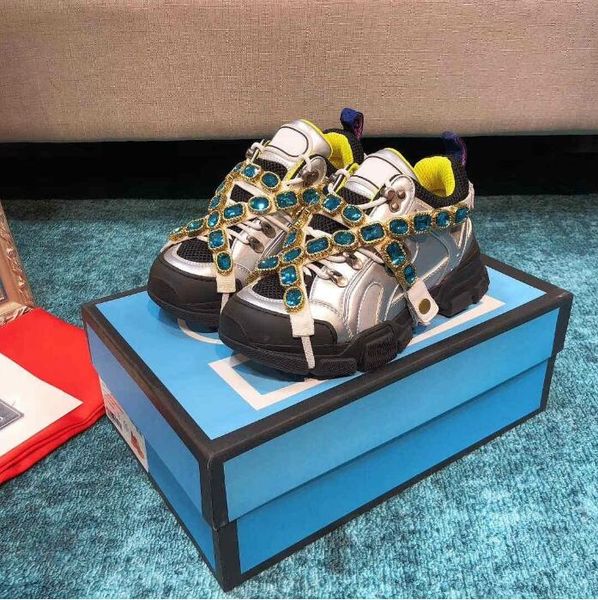 Scarpe casual flashtrek rimovibile con sneaker metalliche abbellite in cristallo rimovibile Sneaker da scarpe da donna di lusso