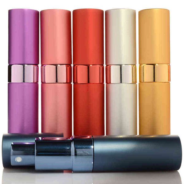 

10pc 15ml refillable glass bottle metal atomizer spray travel aluminum empty parfume bottle y220428