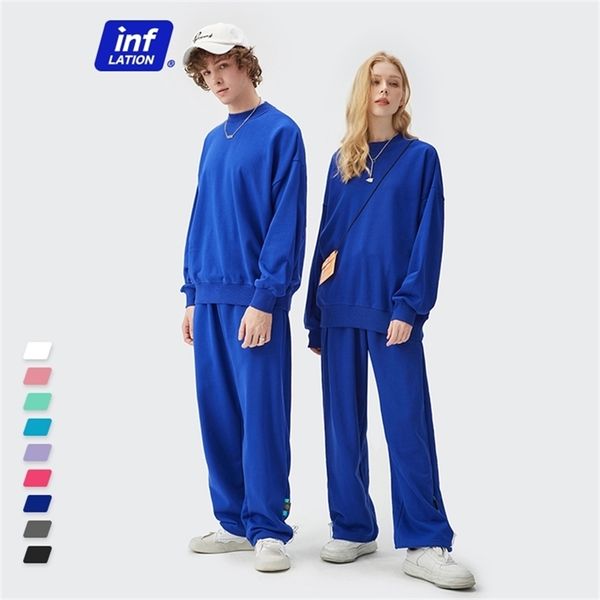 INFLAZIONE Coppia oversize abbinata Tute Primavera Felpe color caramella Set Unisex Tute da jogging per il tempo libero Abbigliamento sportivo 220803