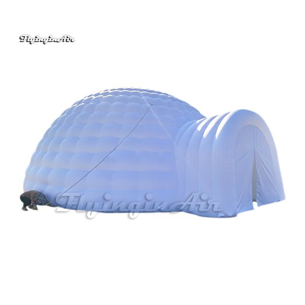 Iluminação tenda inflável de cúpula branca led igloo 10m pvc revestido de ar tenda com luz RGB para festa ao ar livre e evento de casamento