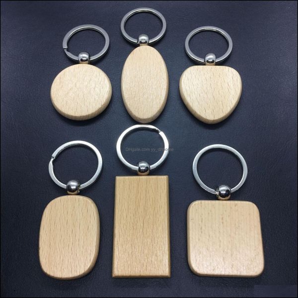Keychains Acess￳rios de moda Blank Wood Key Chain Titular