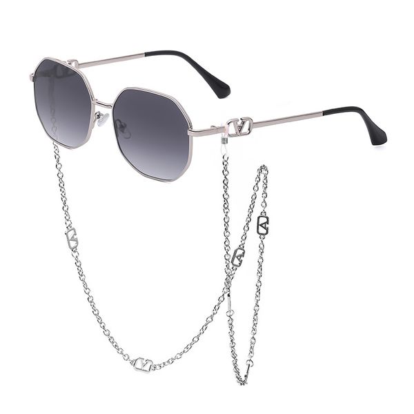

Designer Sunglasses Brand Eyewear With Chain Luxury Men Women Sun Glasses Polaroid UV400 Metal Lens With Box QR0J