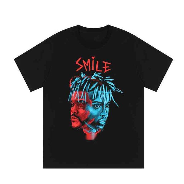 

men's t-shirt tide brand v 22  street hip-hop loose short-sleeved tshirt classic large print men and women summer, White;black