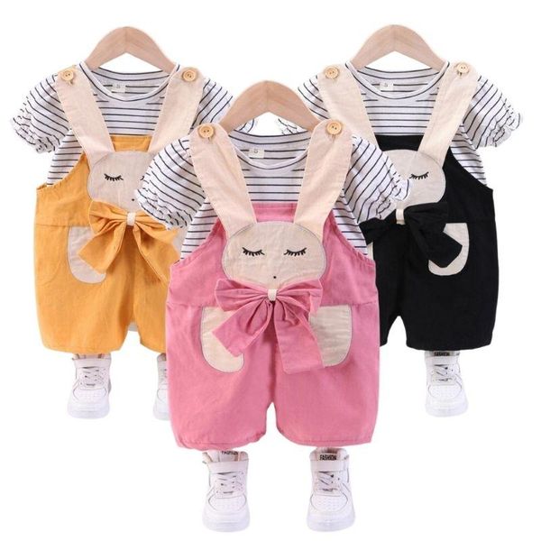 Giyim Setleri Yaz Bebek Kız Kıyafetleri T-Shirt Tahil 2 PCS Set Kıyafet Çocuklar Günlük Spor Takım Toddler Bebek Erkekler Giyim Giyim