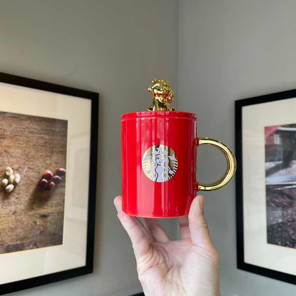 

spot 2022 starbucks cup golden tiger mug 400ml with cover