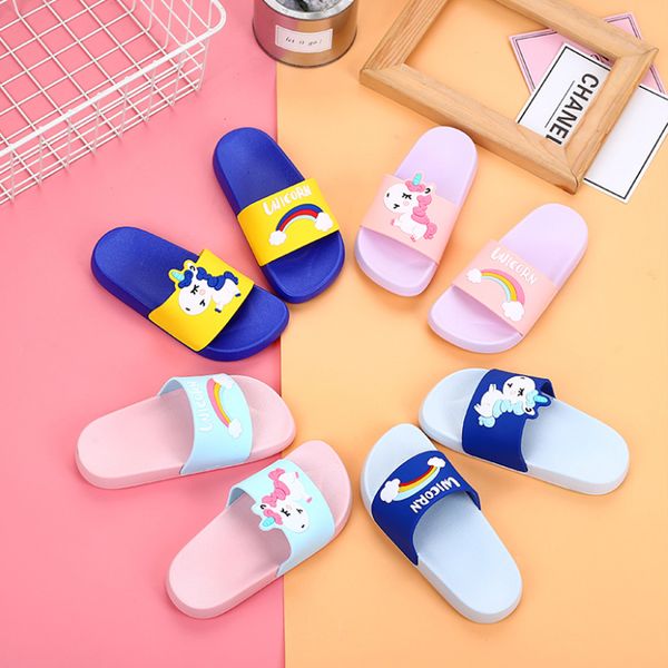 

summer fashion children  slippers fashion unicorn shoes on slip beach baby sandals girl sandals home shoes baby flip 220618, Black;grey