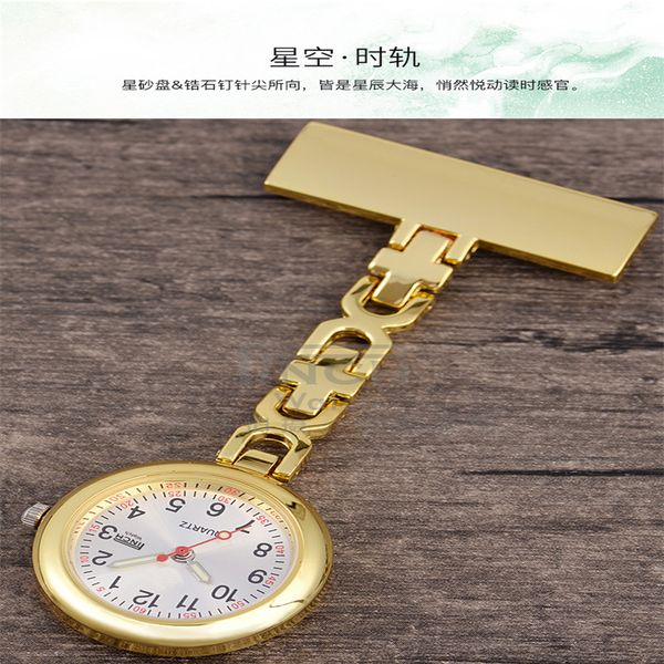 

10pcs nurse watches female hanging watch medical customized luminous waterproof student pocket watch, Slivery;golden