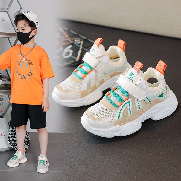 Designer Kids Sapatos atléticos Crianças tênis meninos meninos sandálias casuais primavera verão verão outono tênis de malha respirável ao ar livre preto verde rosa 3 cores