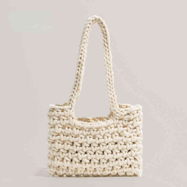 

totes casual vacation crochet shoulder bags for women eco friendly handwoven summer female simple stylish beach handbags 0628