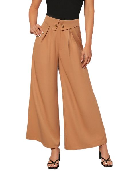 

fold pleated w.ide l.eg p.ants h8kv#, Black;white