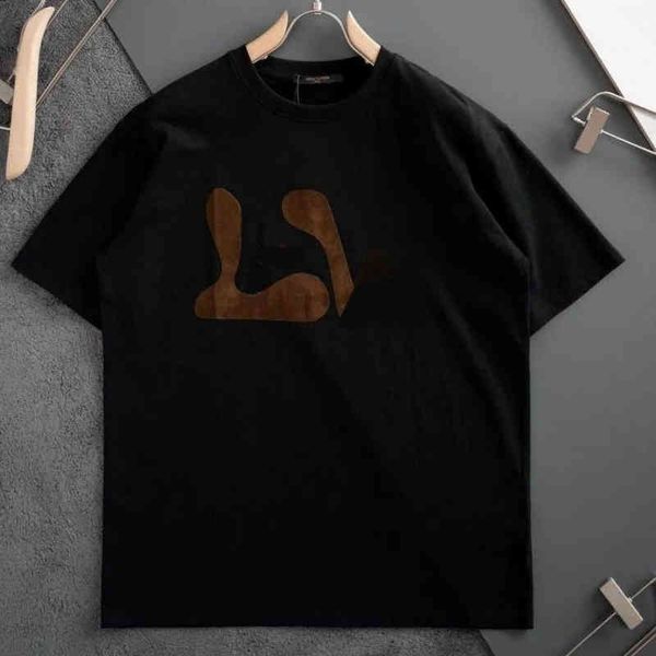 

designer lvs fashion brands high street hip hop t shirt europe and america spring summer new flocking color large loose printing flower mens, White;black