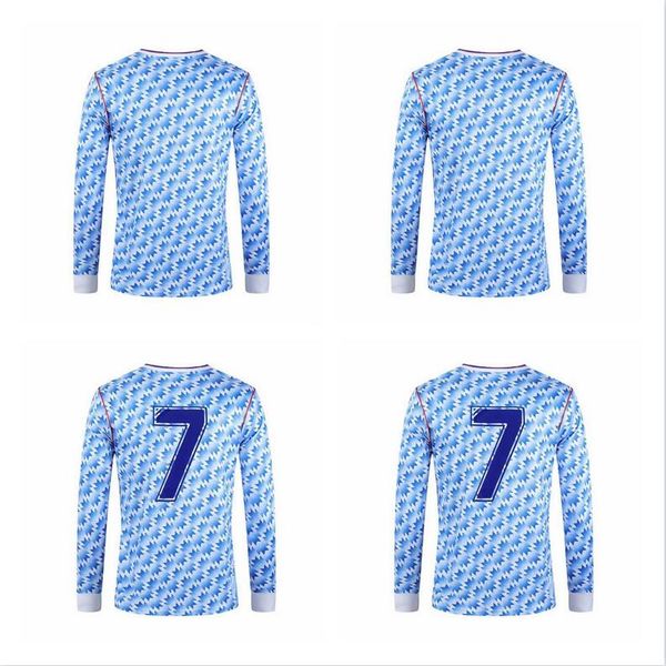 

manchester long sleeve retro 1990 1992 away blue football shirt 90 92 man vintage soccer jerseys utd camiseta sharpe paul ince robson, Black;yellow