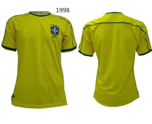 

1994 1998 2002 brazil home jersey 93 94 98 02 brasil retro classic shirts carlos romario ronaldo ronaldinho jersey camisa de futebol customi, Black