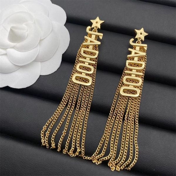 

65% off jewelry store coupon 21 new letter star female brass gold plating temperament versatile personality tassel earrings, Golden