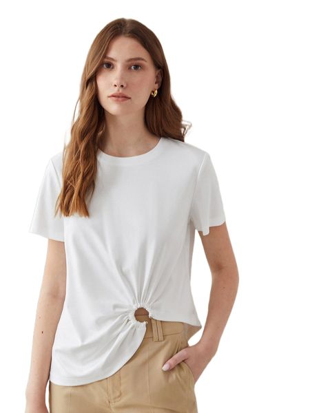 

motf premium 100% cotton ring detail t-shirt t4dg#, White