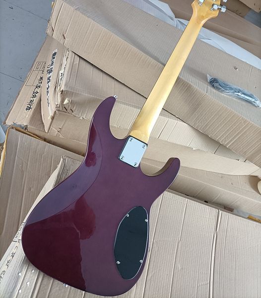 

6 strings left handed purple electric guitar with rosewood fretboard flame maple veneer