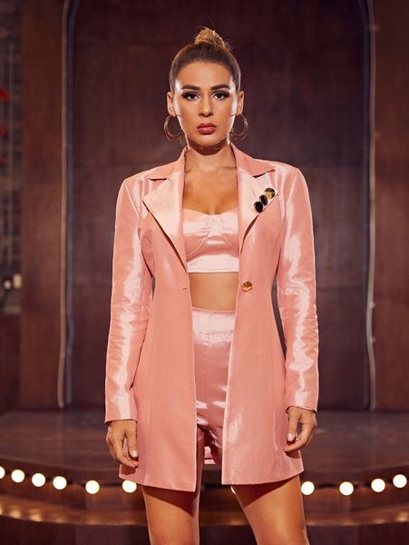 

x kimberly loaiza notched collar button front blazer w6ld#, White