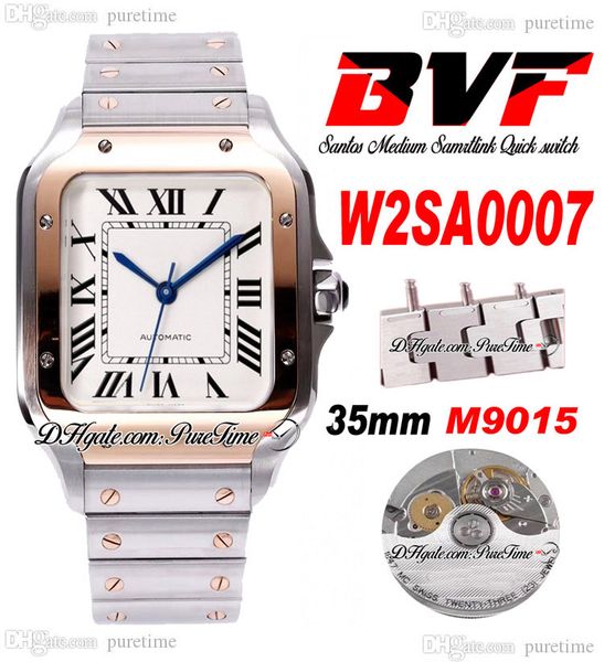 

bvf v2 medium 35mm miyota 9015 automatic womens ladies watch quick switch links two tone rose gold white dial stainless steel bracelet super, Slivery;brown