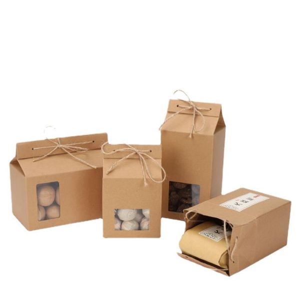 Geschenkpapier Tee-Verpackungsbox Karton Kraftpapier Gefaltete Lebensmittel-Nussbehälter Lebensmittelaufbewahrung Stehende Verpackungsbeutel SN4554